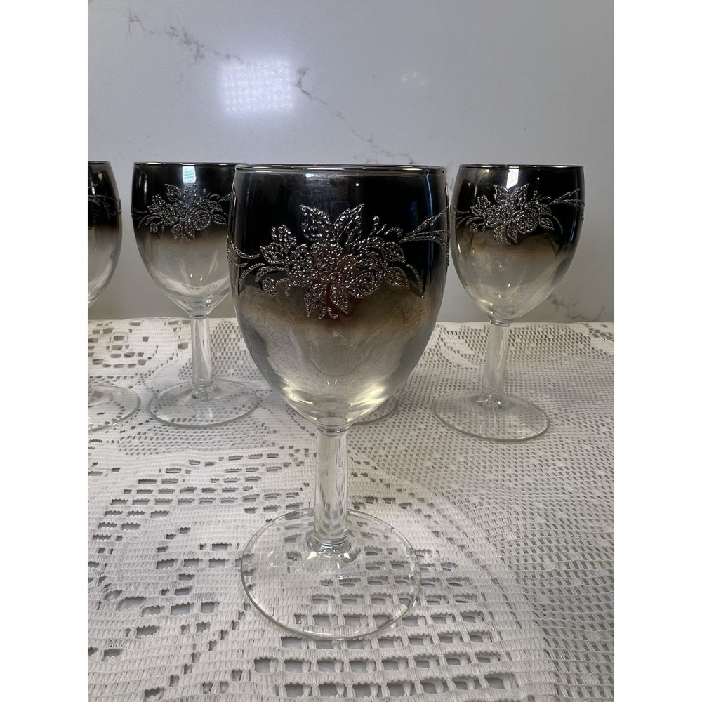 Set of 5 Vintage Toscany Queen's Lustreware Wine Glasses Iridescent